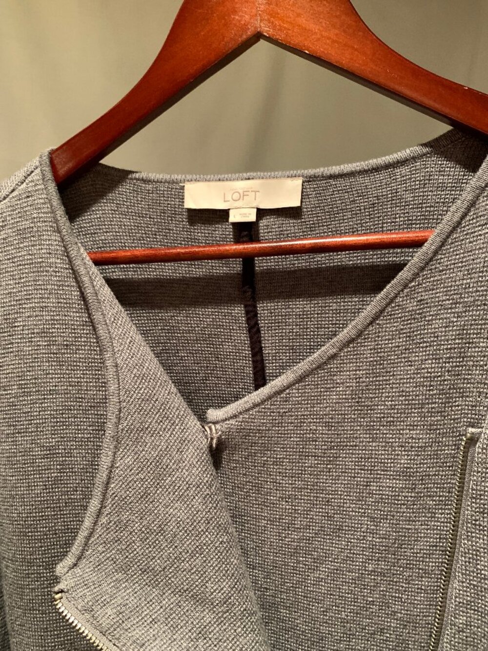Vintage Ann Taylor Loft Soft Grey Sweater Jacket - Size L